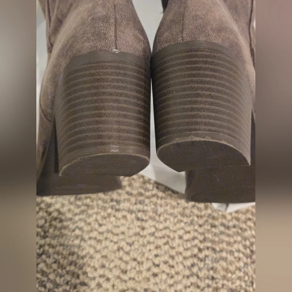 Qupid Over-the-Knee Suede Boots in Dark Brown